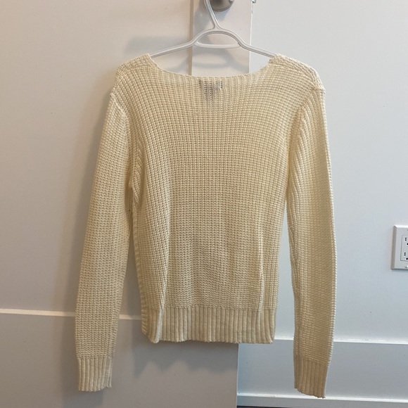 Super cute light, off-white, knit wool winter sweater. Worn once. Size small. - Picture 2 of 3